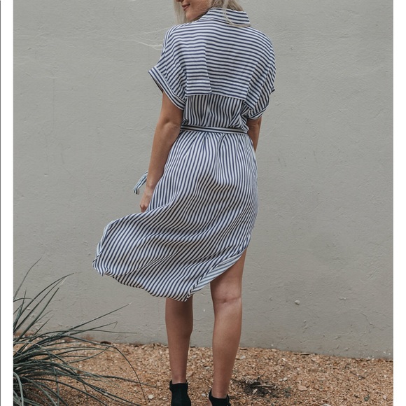 LAST ONE! Striped Buttondown Midi Dress - Blue - Picture 8 of 8